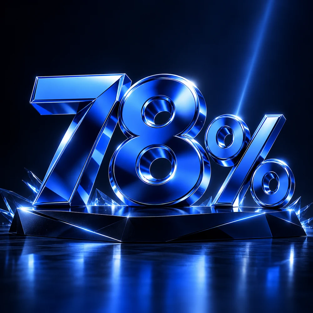 Blue chrome 78 percent sculpture on a dark platform