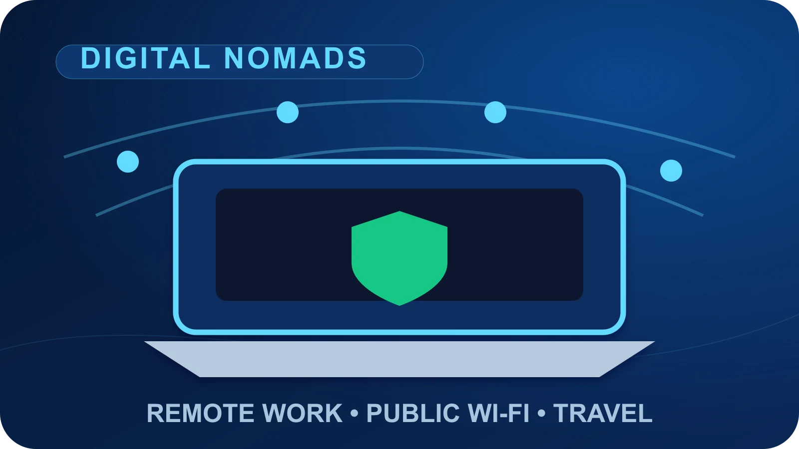 Secure laptop for digital nomads using public Wi-Fi while travelling