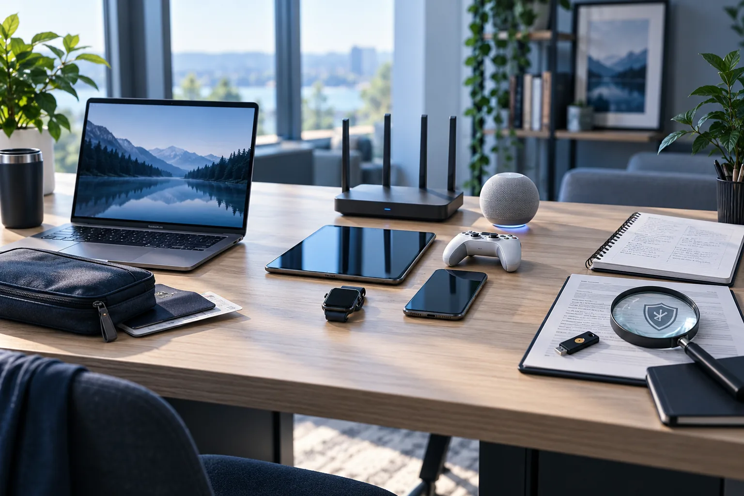 Desk showing everyday, multi-device and privacy-focused VPN use cases