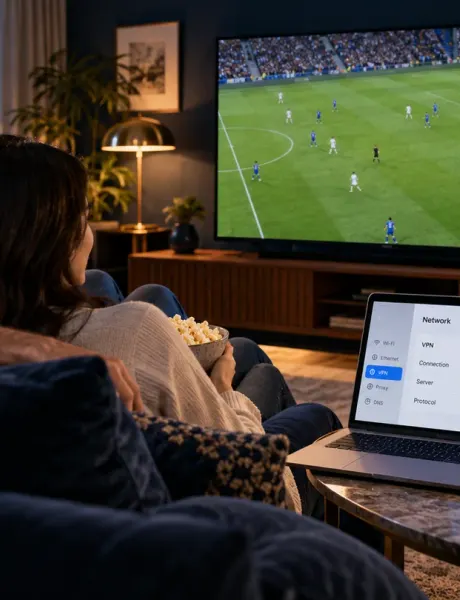 People watching football while checking their home network settings