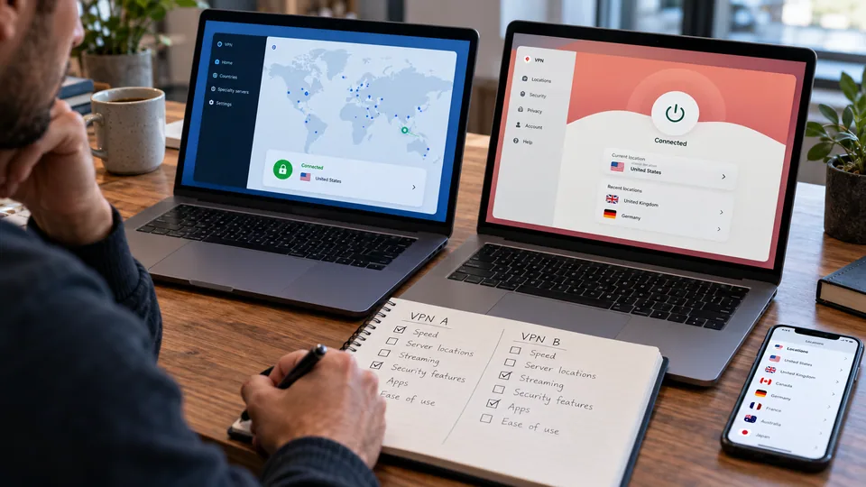 Reviewing app settings on two devices