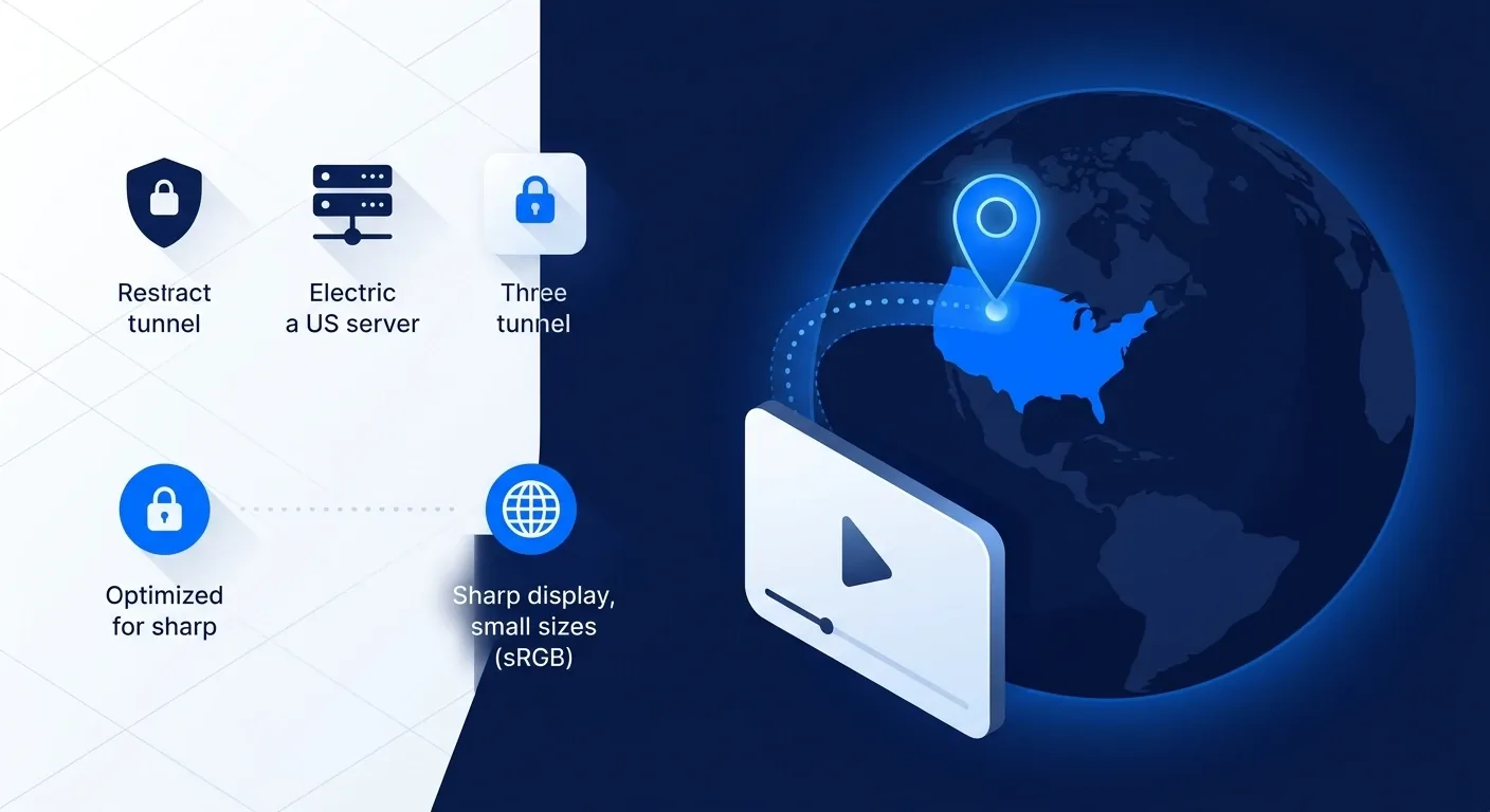 How to watch fuboTV outside the US illustrated as a location pin tunneling back to a US server