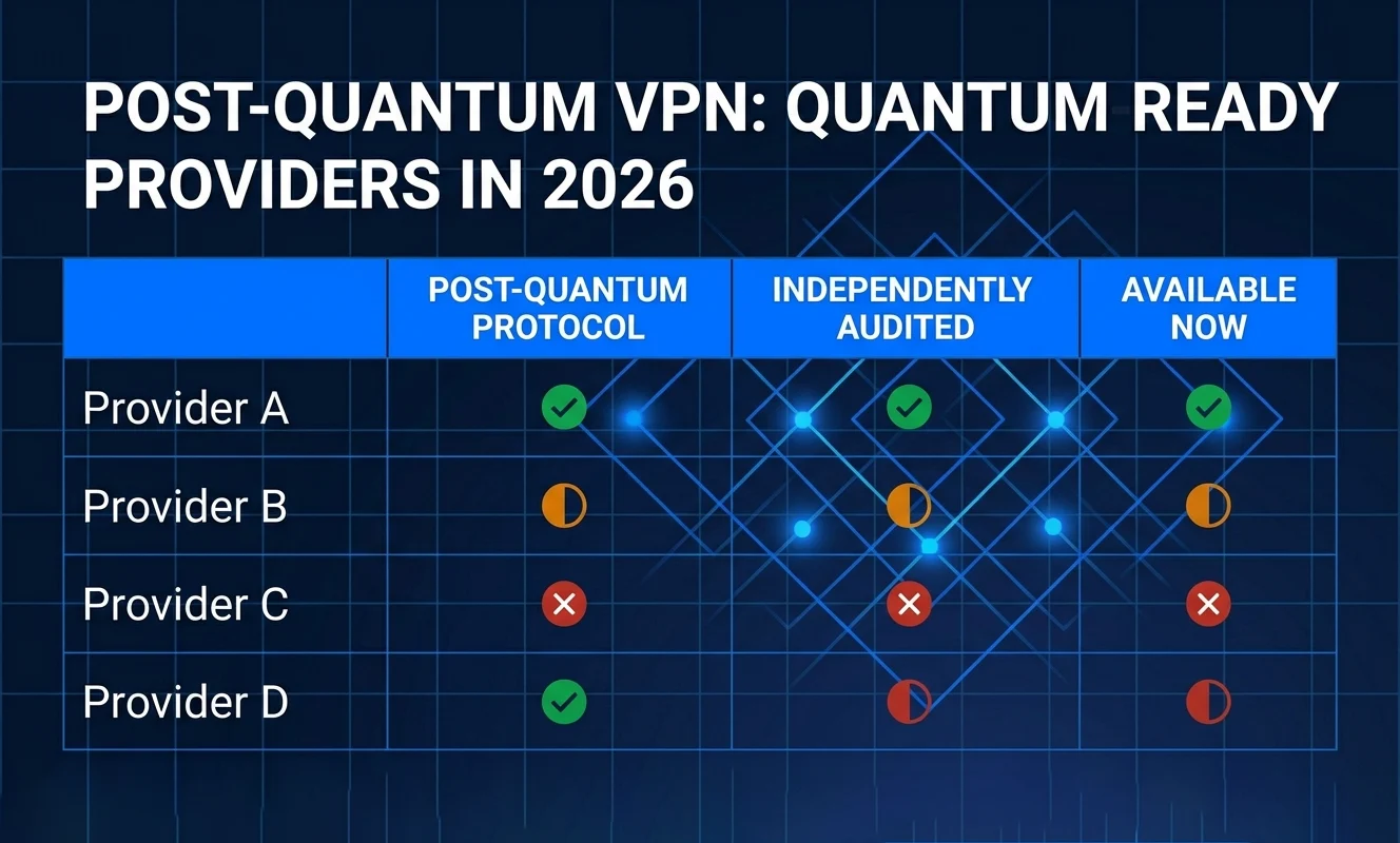 Post-quantum VPN status matrix mid-2026: NordVPN shipped, ExpressVPN Surfshark Proton VPN on roadmap