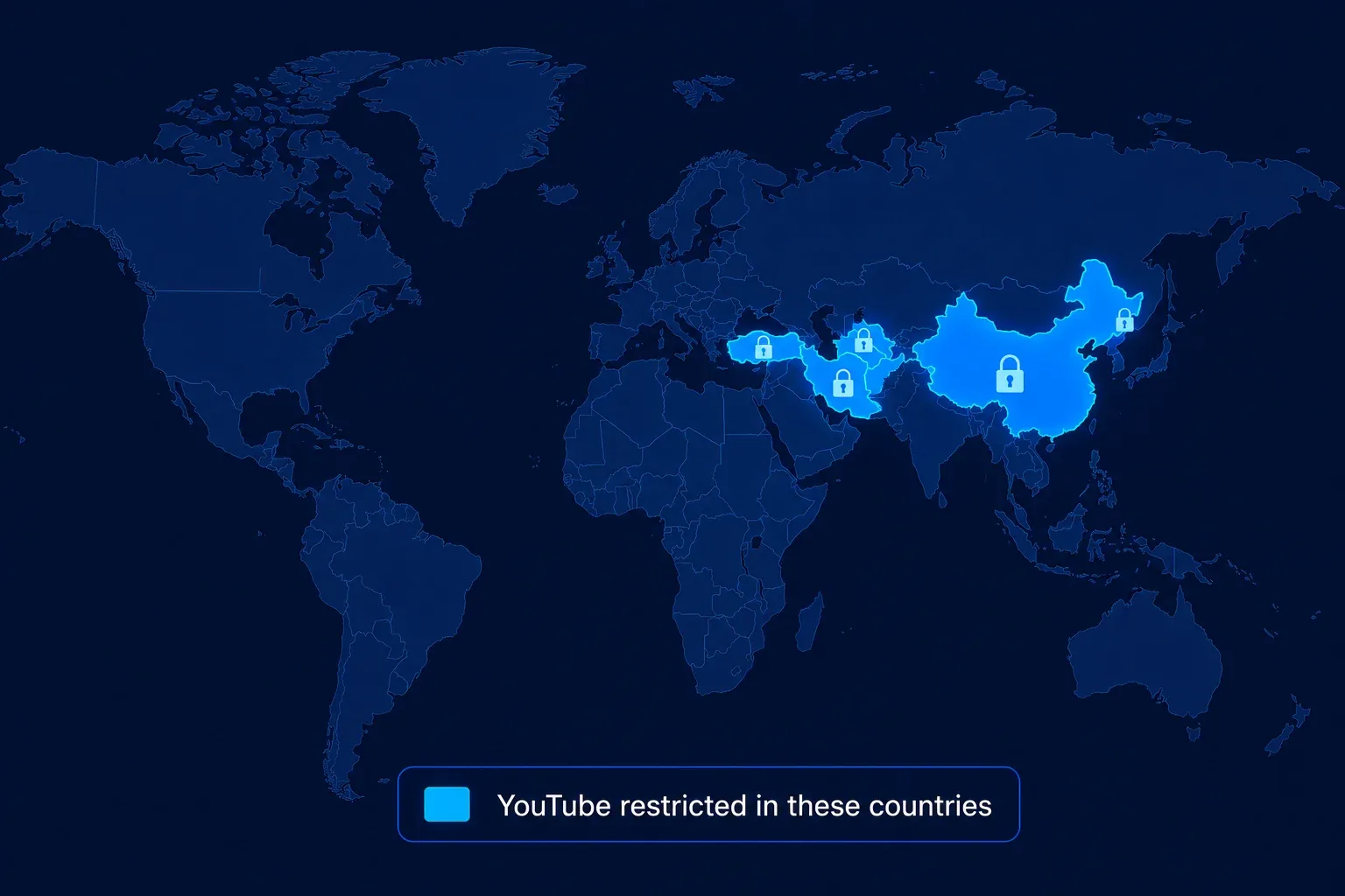 Unblock YouTube - countries with restrictions map (vpnvertex.com)