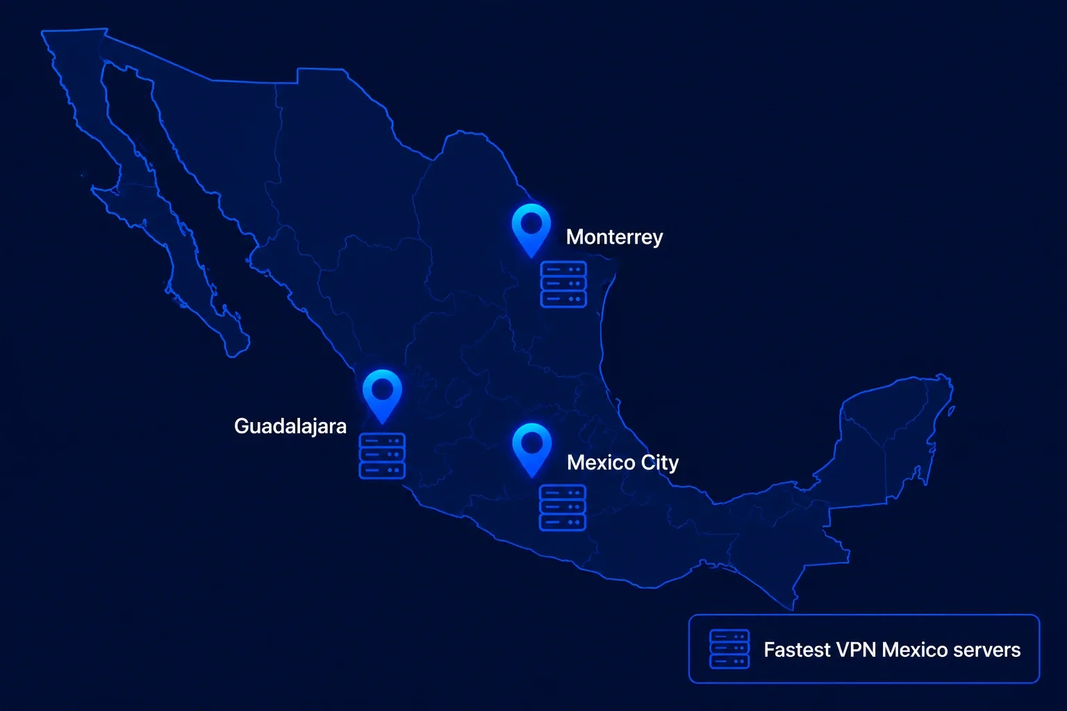 VPN Mexico - server locations map (vpnvertex.com)